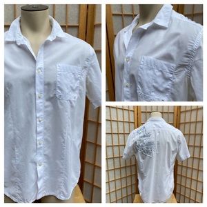 DKNY White Short Sleeve Shirt SZ L